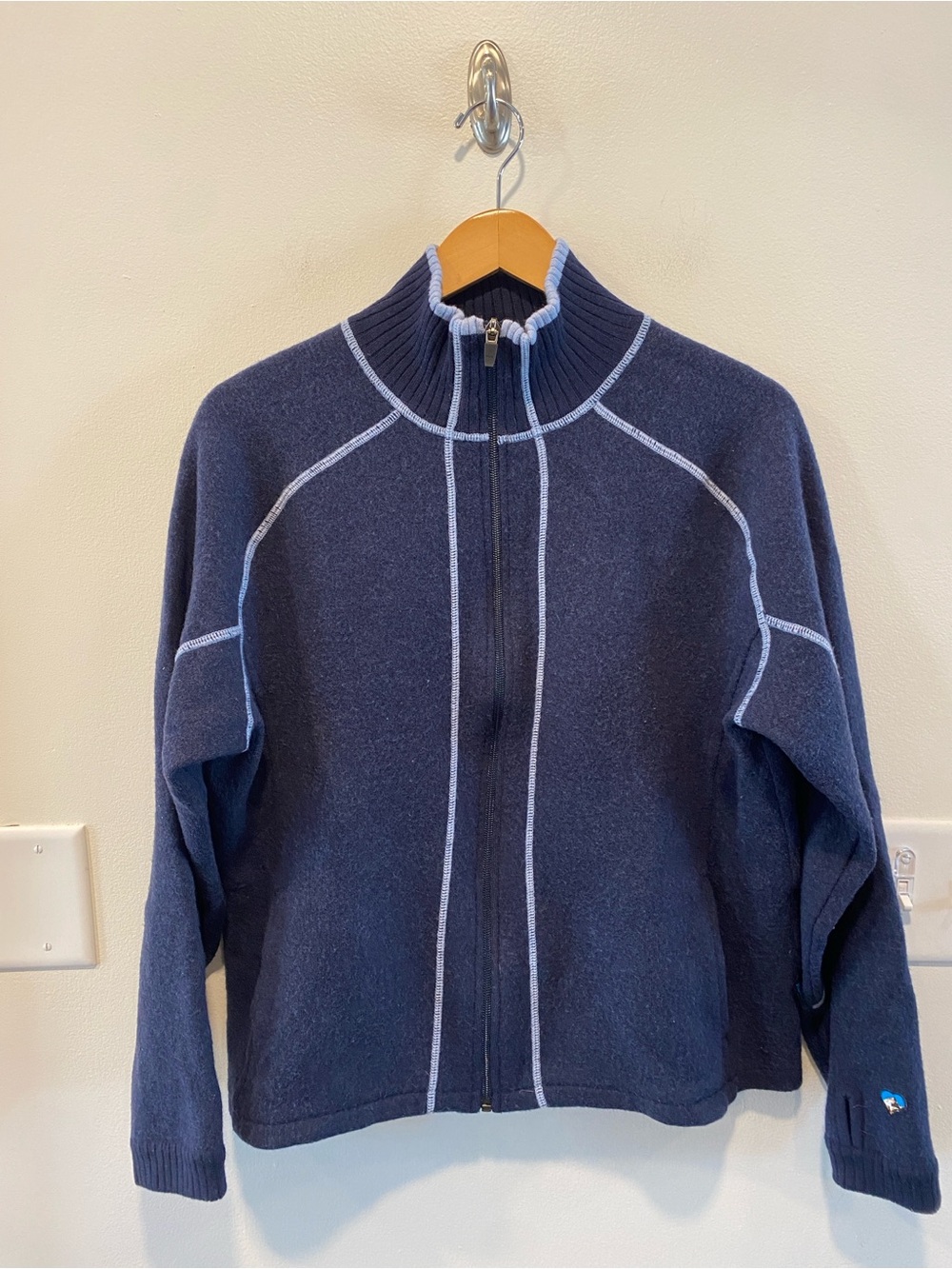 KUHL Womens Merino Wool Full Zip Sweater Jacket Navy Blue Size XL outdoors